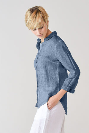 3/4 Sleeve Linen Shirt - Jeans - Shirts