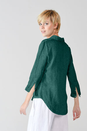 3/4 Sleeve Linen Shirt - Lagoon - Shirts