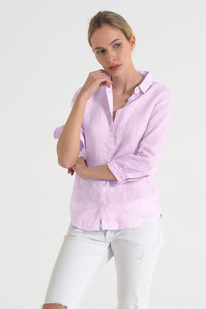 3/4 Sleeve Linen Shirt - Quarzo - Shirts