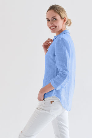 3/4 Sleeve Linen Shirt - Santorini - Shirts