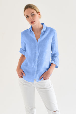 3/4 Sleeve Linen Shirt - Santorini - Shirts
