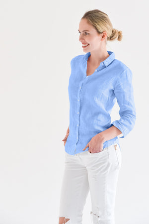 3/4 Sleeve Linen Shirt - Santorini - Shirts