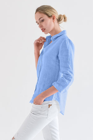 3/4 Sleeve Linen Shirt - Santorini - Shirts