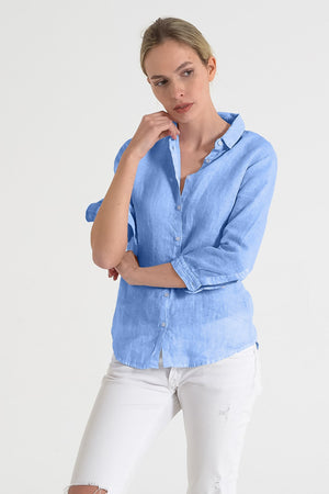 3/4 Sleeve Linen Shirt - Santorini - Shirts