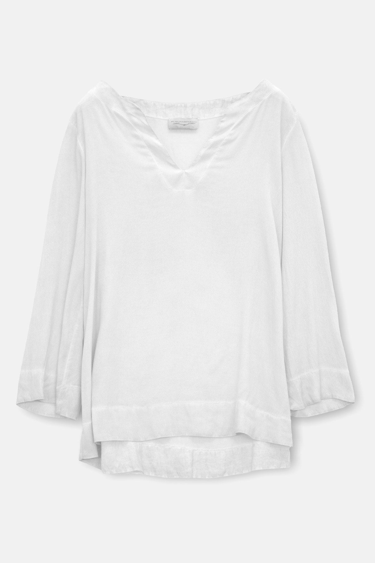 3/4 Sleeve Viscose V-Neck Blouse - White - T-Shirt