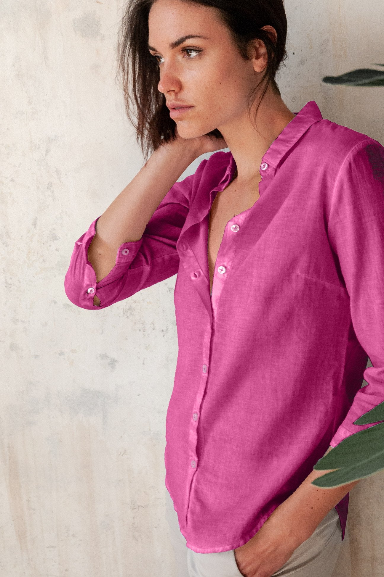 3/4 Sleeve Voile Shirt - Azalea - Shirts