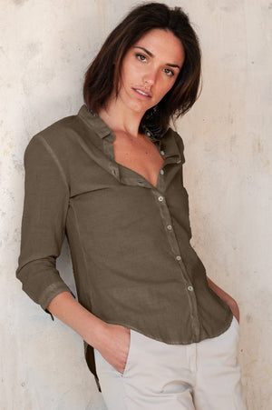 3/4 Sleeve Voile Shirt - Cocco - Shirts