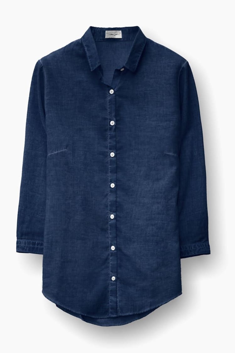 3/4 Sleeve Voile Shirt - Navy - Shirts