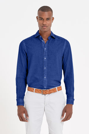 Relaxed Fit Cotton Voile Shirt - Royal