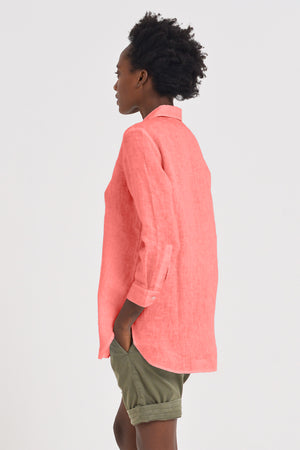Augusta Linen Shirt - Hibiscus