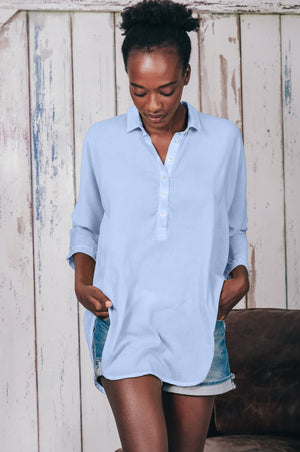 Kimono Polo Shirt - Cielo
