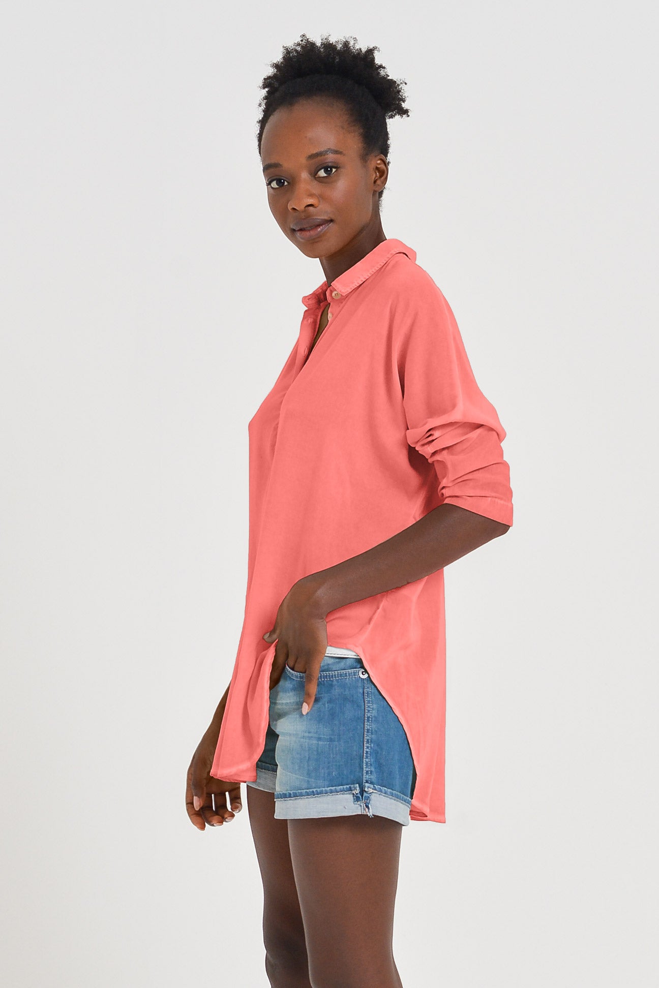 Kimono Polo Shirt - Hibiscus