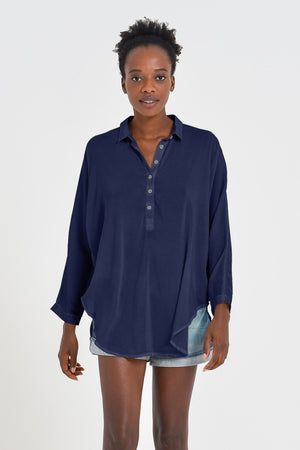 Kimono Polo Shirt - Navy