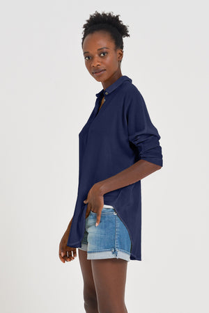 Kimono Polo Shirt - Navy