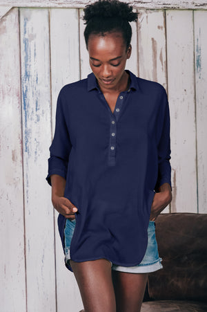 Kimono Polo Shirt - Navy
