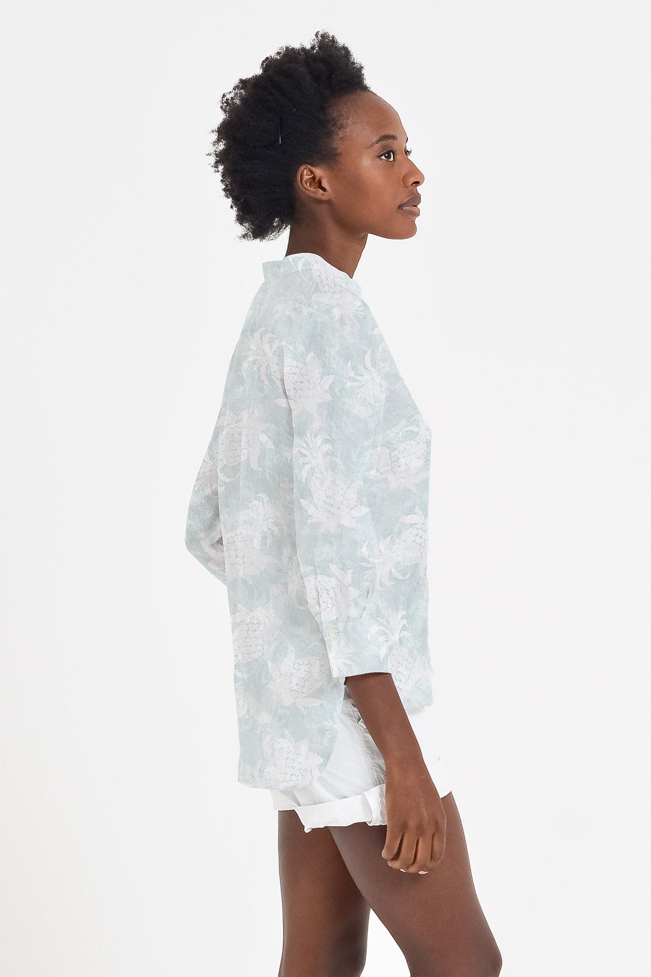 Asia Shirt in Pineapple Print Linen - Anice