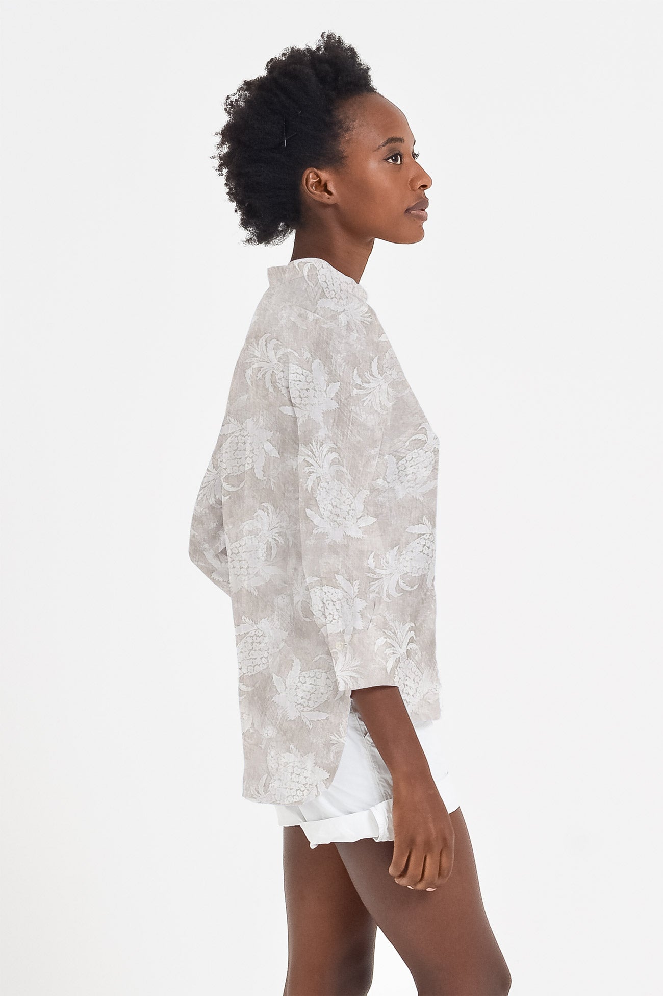 Asia Shirt in Pineapple Print Linen - Canapa