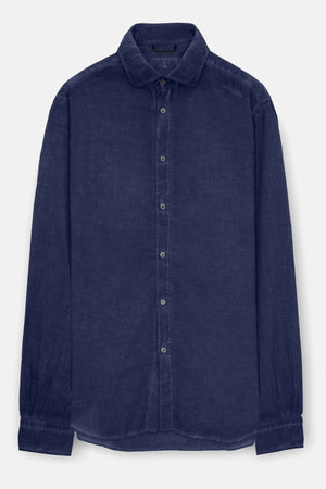 Relaxed Fit Cotton Voile Shirt - Navy