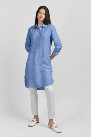Midi Length Linen Shirtdress - Bay