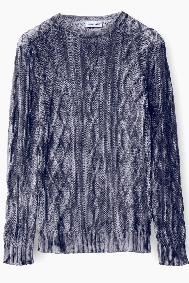 Air-Painted Cable Cotton Sweater - Delavé - Ploumanac'h