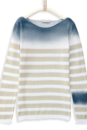 Airbrushed Cotton Jumper in Stripes - Jeans - Ploumanac'h