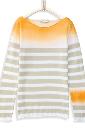 Airbrushed Cotton Jumper in Stripes - Melone - Ploumanac'h