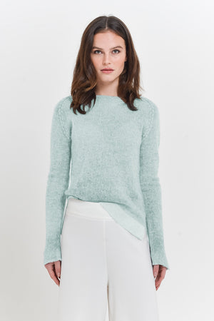 Alpaca Crew Neck Sweater in Powder - Sweaters