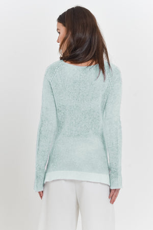 Alpaca Crew Neck Sweater in Powder - Sweaters