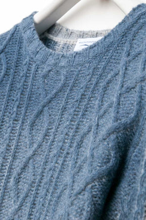 Aran Knit Crewneck in Blue Grey Fade Kent Wool - Ploumanac'h