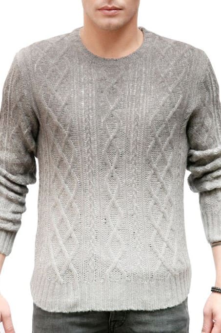 Aran Knit Crewneck in Brown Grey Fade Kent Wool - Ploumanac'h