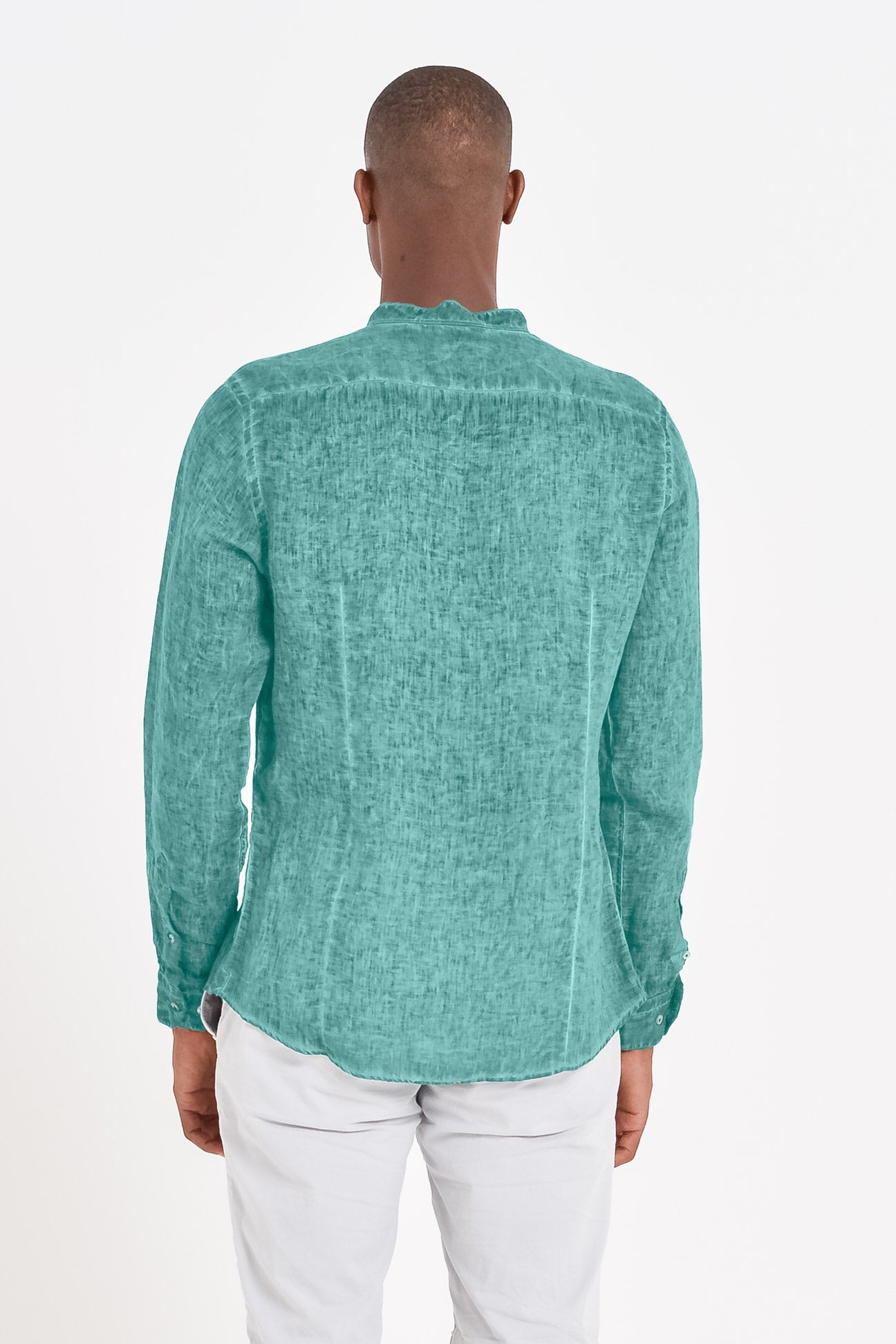 Banded Collar Linen Shirt - Bahama - Shirts