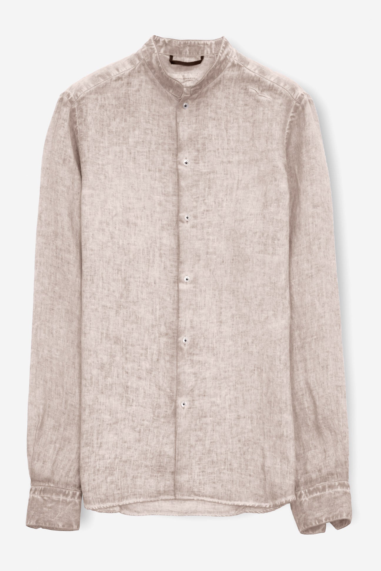 Banded Collar Linen Shirt - Canapa - Shirts