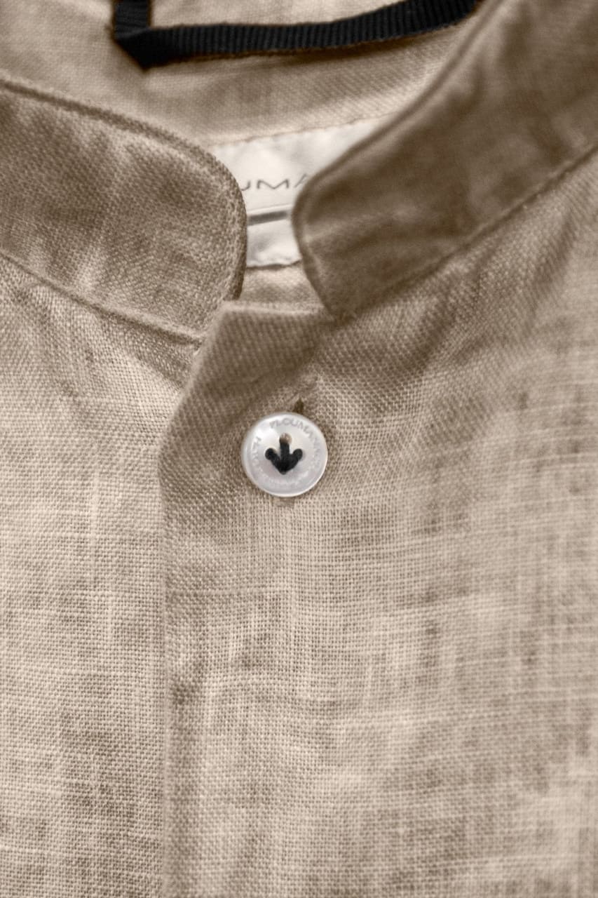 Banded Collar Linen Shirt - Corda - Shirts