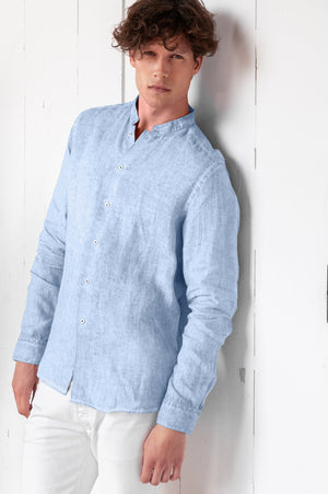 Banded Collar Linen Shirt - Fiji - Shirts