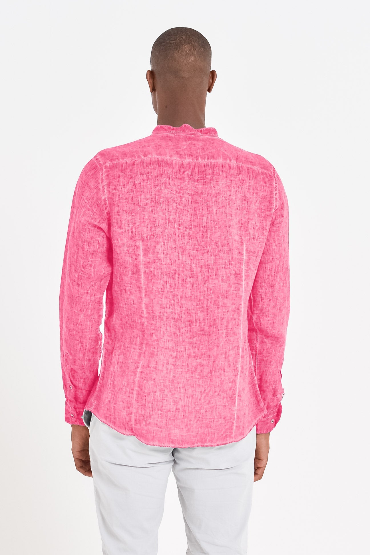Banded Collar Linen Shirt - Fragola - Shirts