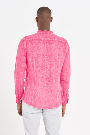 Banded Collar Linen Shirt - Fragola - Shirts