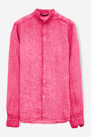 Banded Collar Linen Shirt - Fragola - Shirts