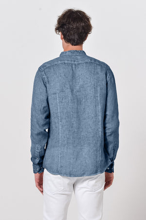 Banded Collar Linen Shirt - Jeans - Shirts