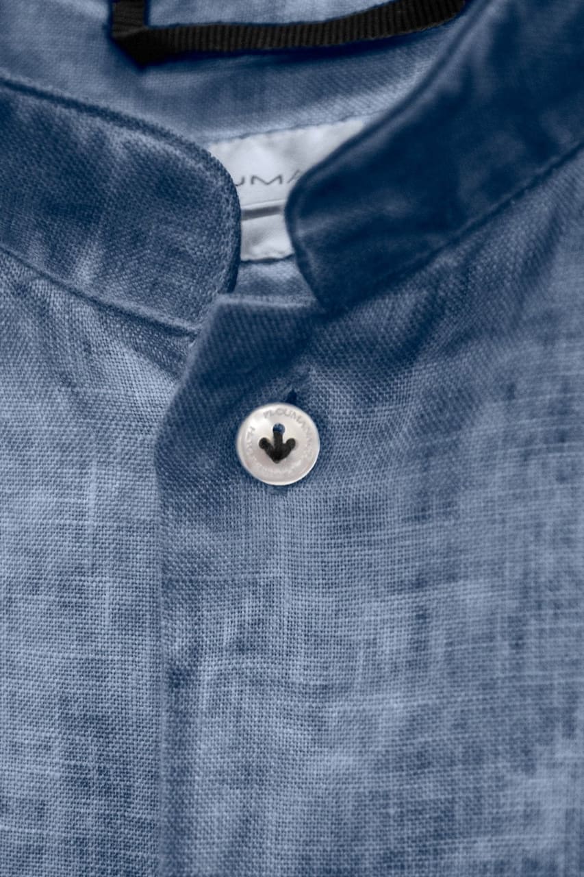 Banded Collar Linen Shirt - Jeans - Shirts