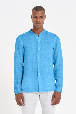 Banded Collar Linen Shirt - Lavezzi - Shirts