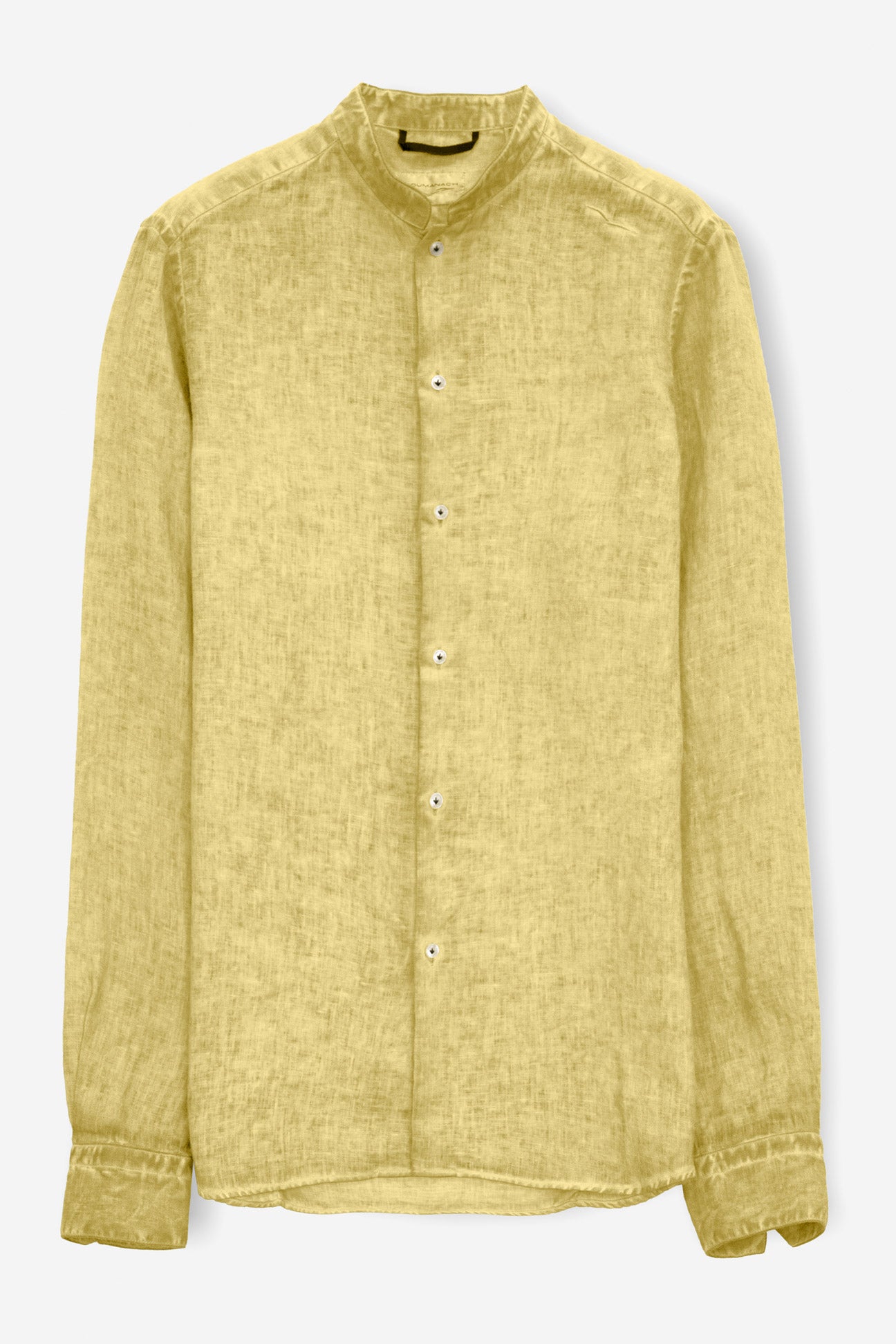 Banded Collar Linen Shirt - Limone - Shirts