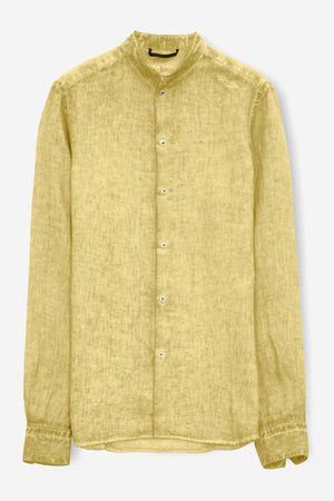 Banded Collar Linen Shirt - Limone - Shirts