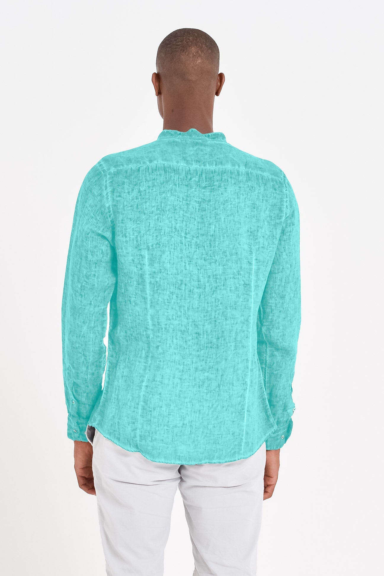Banded Collar Linen Shirt - Paraggi - Shirts