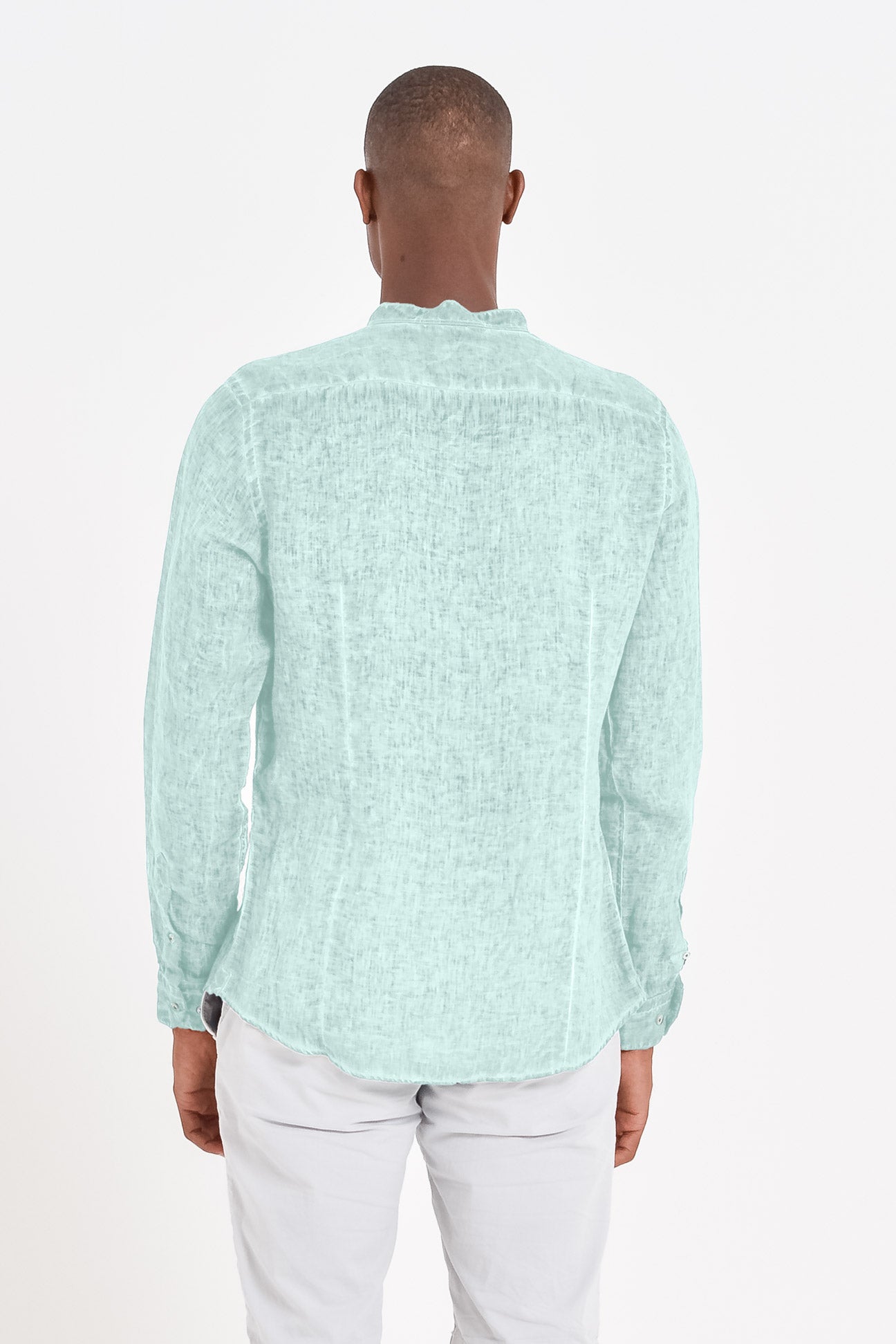 Banded Collar Linen Shirt - Tahiti - Shirts