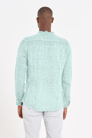 Banded Collar Linen Shirt - Tahiti - Shirts