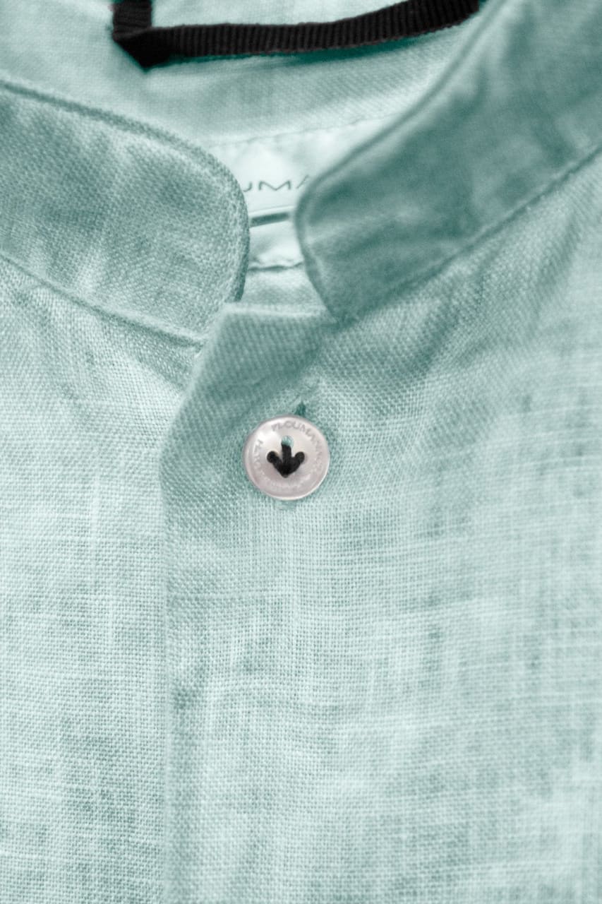 Banded Collar Linen Shirt - Tahiti - Shirts