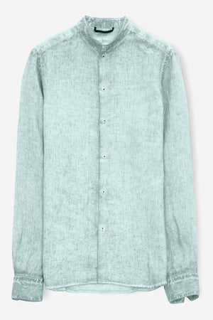 Banded Collar Linen Shirt - Tahiti - Shirts