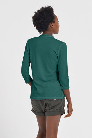 Banded Collar Polo Shirt - Lagoon - Polos