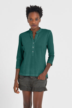 Banded Collar Polo Shirt - Lagoon - Polos