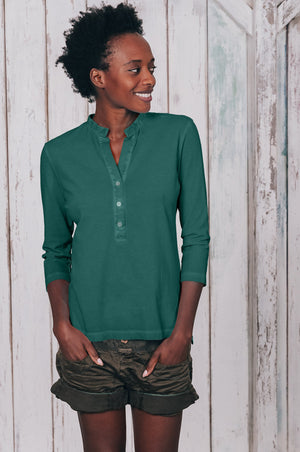 Banded Collar Polo Shirt - Lagoon - Polos